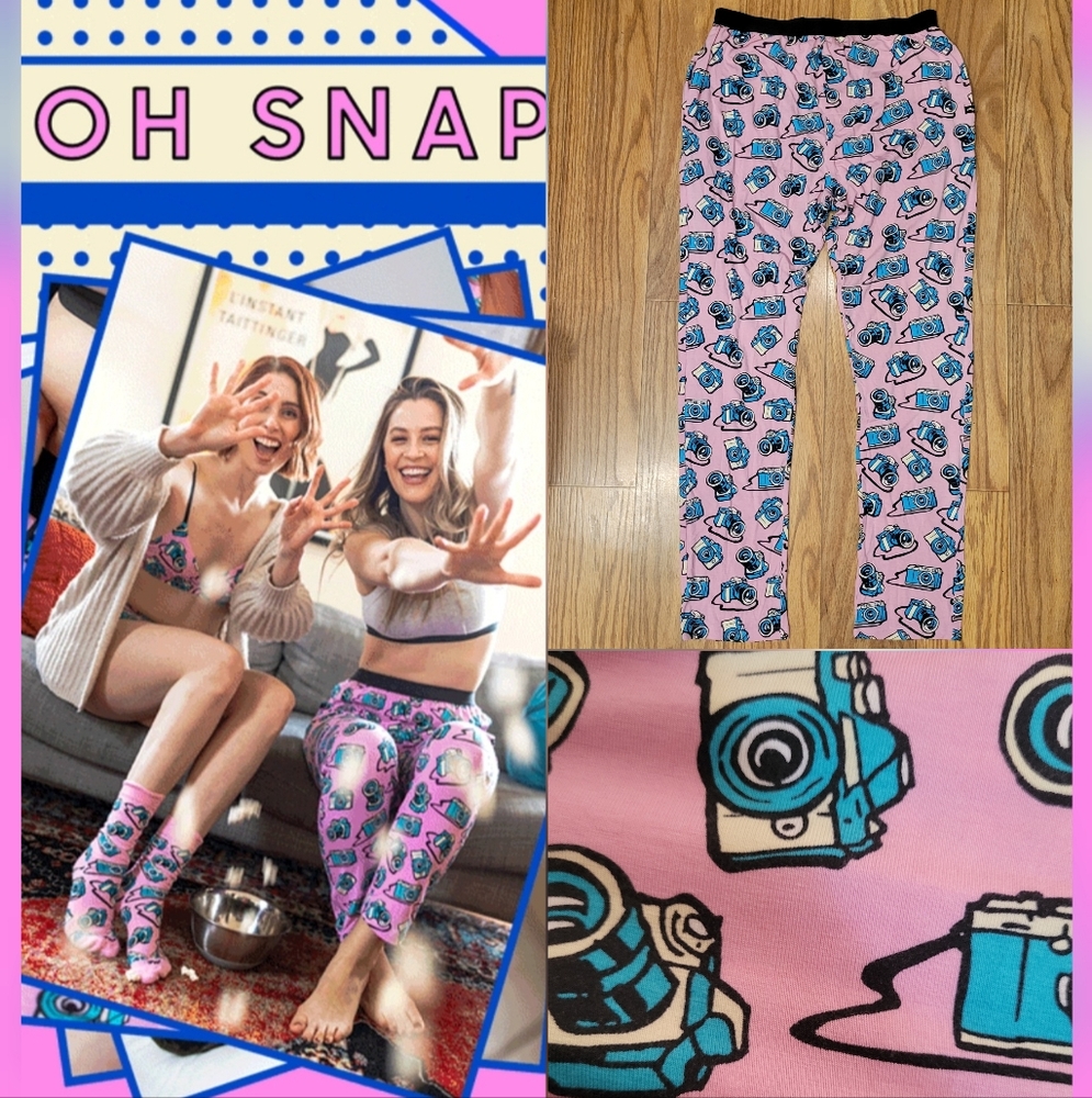 Meundies Pink Camera Print Unisex Micromodal Lounge Pajama Pants Med 2X